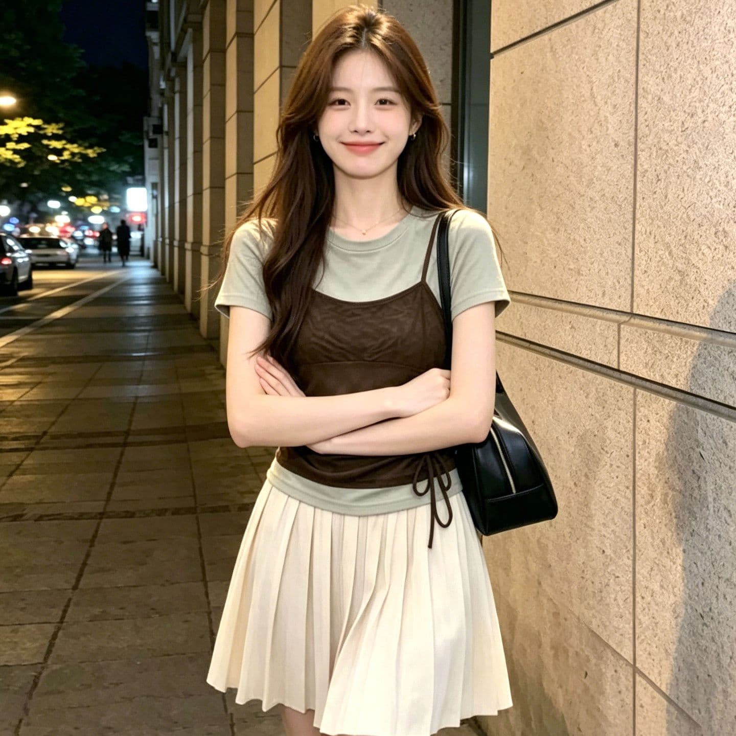 차가운 실크 차가운 면 리브 한 부서 페이크 레이어드 반팔 티셔츠 여성 의류 26 여름 새로운 허리 수축 배색 패치워크 맨위 이미지 3