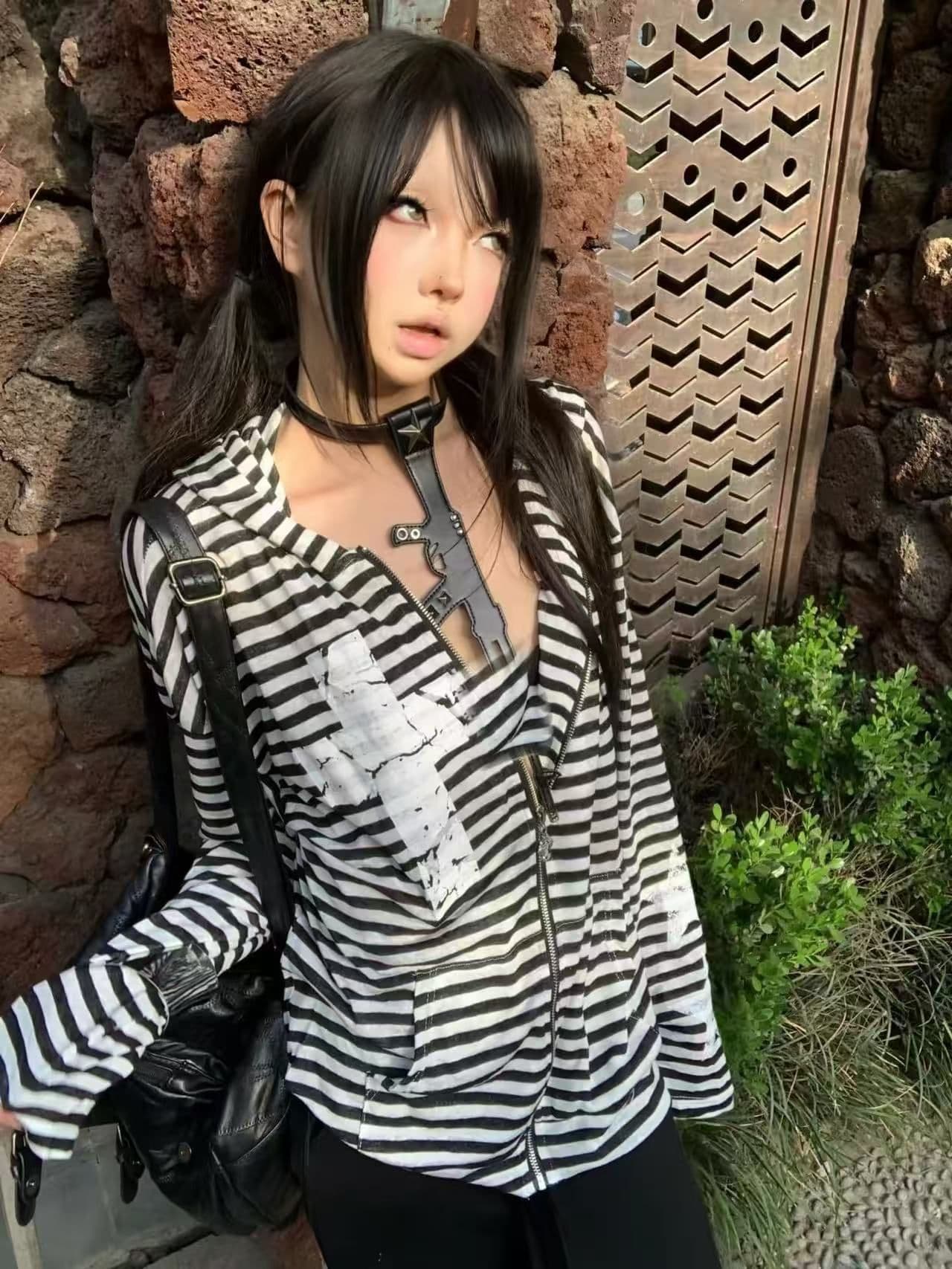 원본 티타늄 합금 지퍼 헤드 국방 눈꽃 면 자외선 차단 블라우스 여성 상세 이미지 4