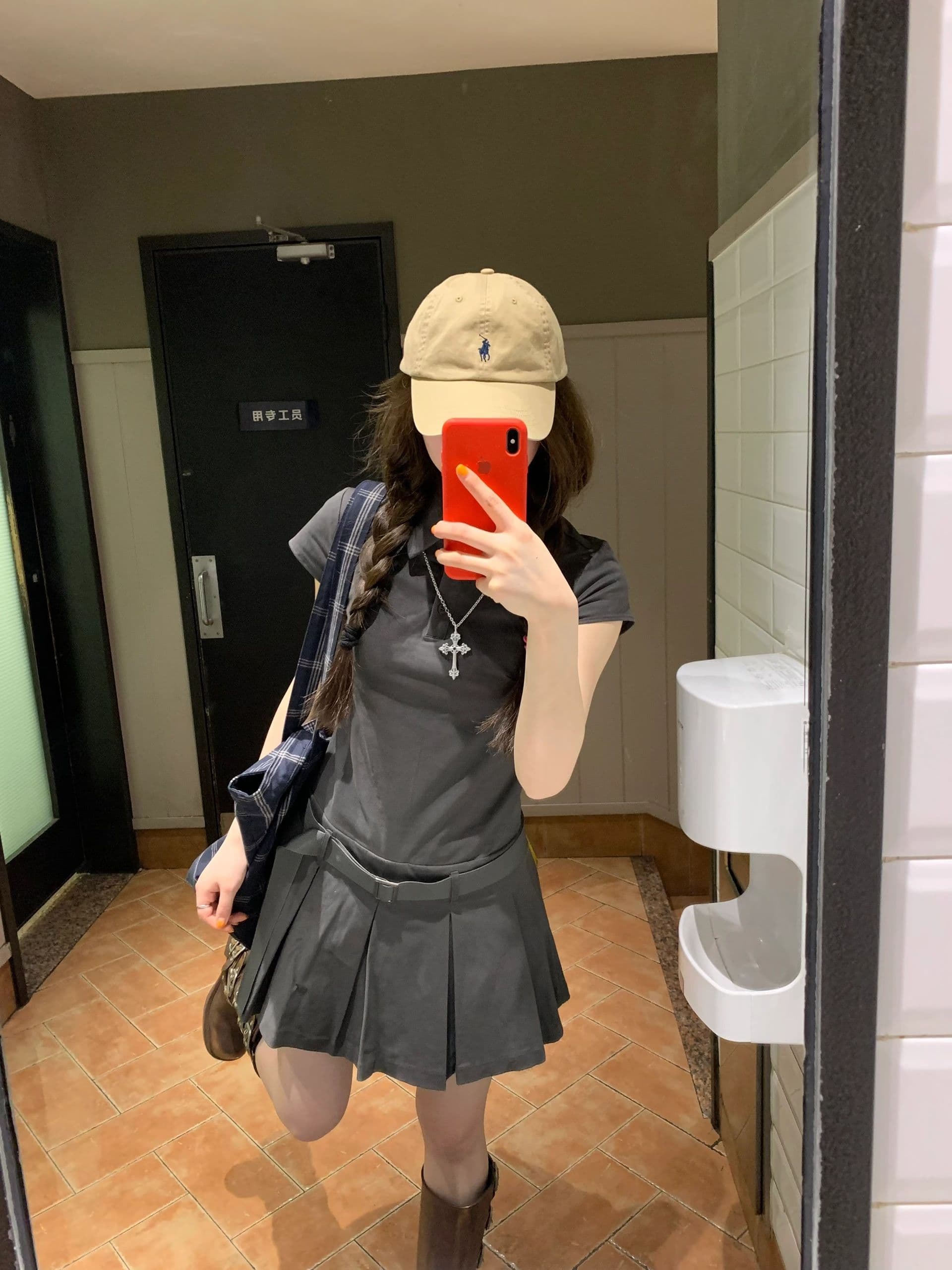 아메리칸 소금 부서 워크웨어 바람 polo 폴로 칼라 셔츠 드레스 여름 새로운 회색 플리츠 미니 스커트 작은 아이들 이미지 4