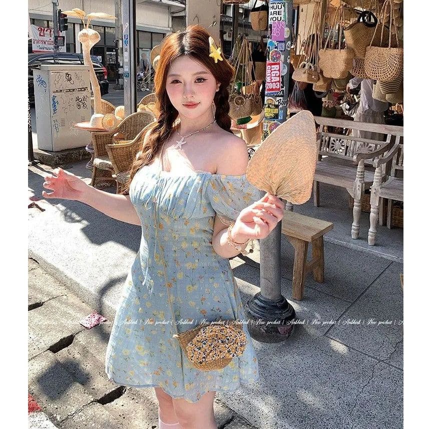 부드러운 부서 빅 사이즈 여성 의류 레이스 꽃무늬 여성 드레스 여름 달콤함 품격 몸매 가꾸기 슬림해 보이는 슬립 치마 이미지 5