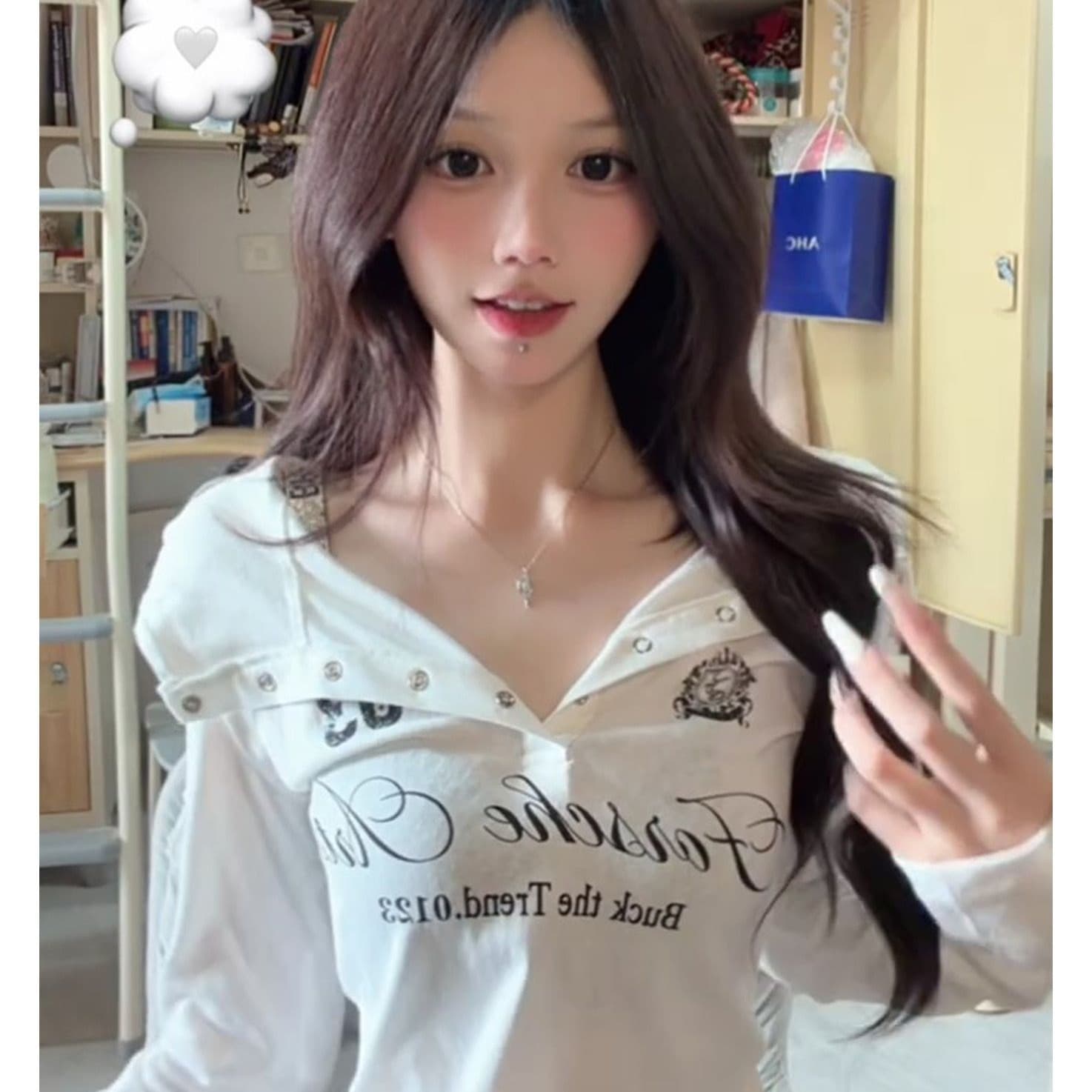 원본 솜씨 이중층 모자 광저우 눈꽃 면 자외선 차단 블라우스 여성 이미지 4