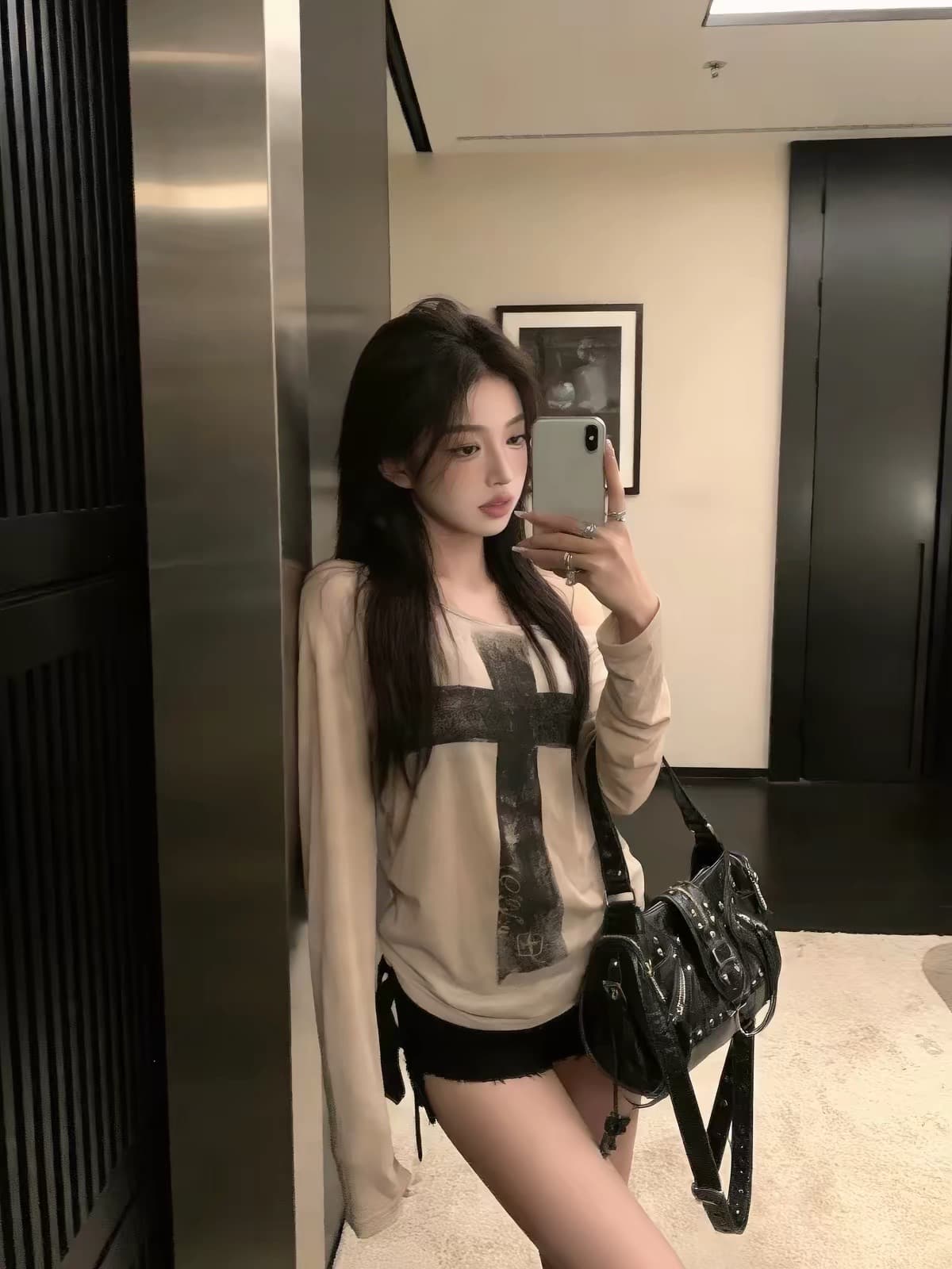 라이 경기 서울 눈꽃 면 광저우 원단 반팔 티셔츠 여성 상세 이미지 3