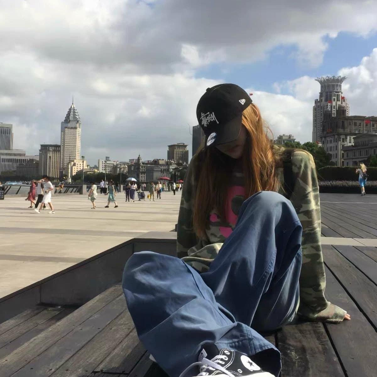 65 35 후아 남편 그리드 250그램 긴팔 티셔츠 여성 이미지 5