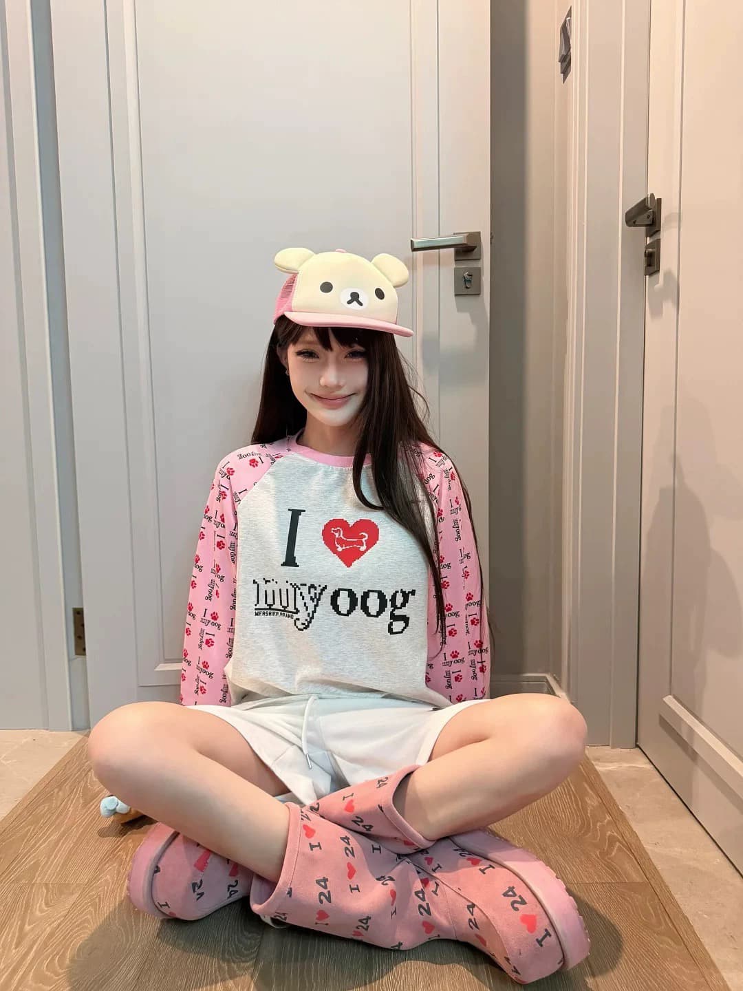 작은 대중 Chic 봄 가을 새로운 루즈핏 다용도 개 알파벳 프린트 배색 삽입 어깨 소매 길이 소매 티셔츠 여성 상세 이미지 4