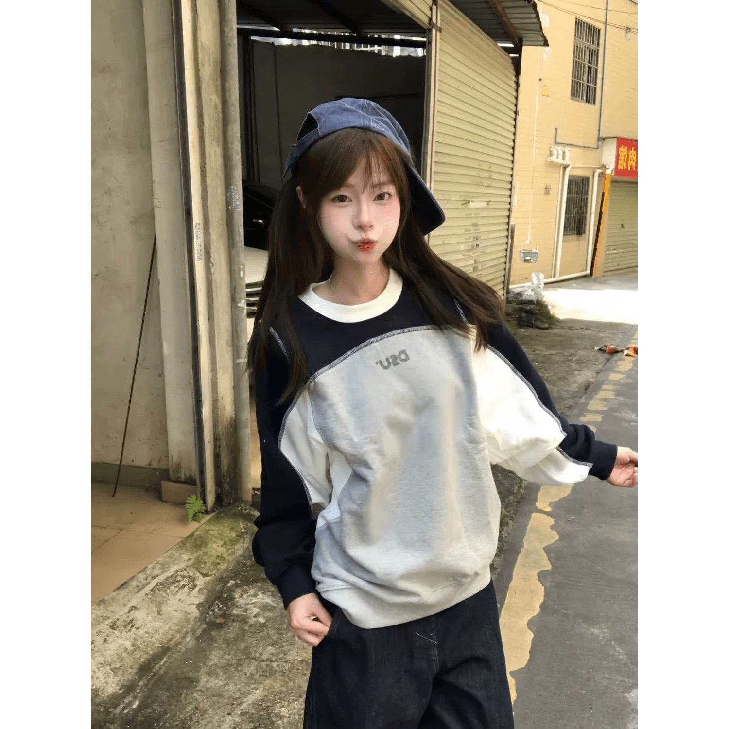 아메리칸 레트로 스트라이프 순면 긴팔 티셔츠 여성 이른 가을 루즈핏 디자인 센스 조수 브랜드 커플 배색 라운드 넥 맨위 상세 이미지 5