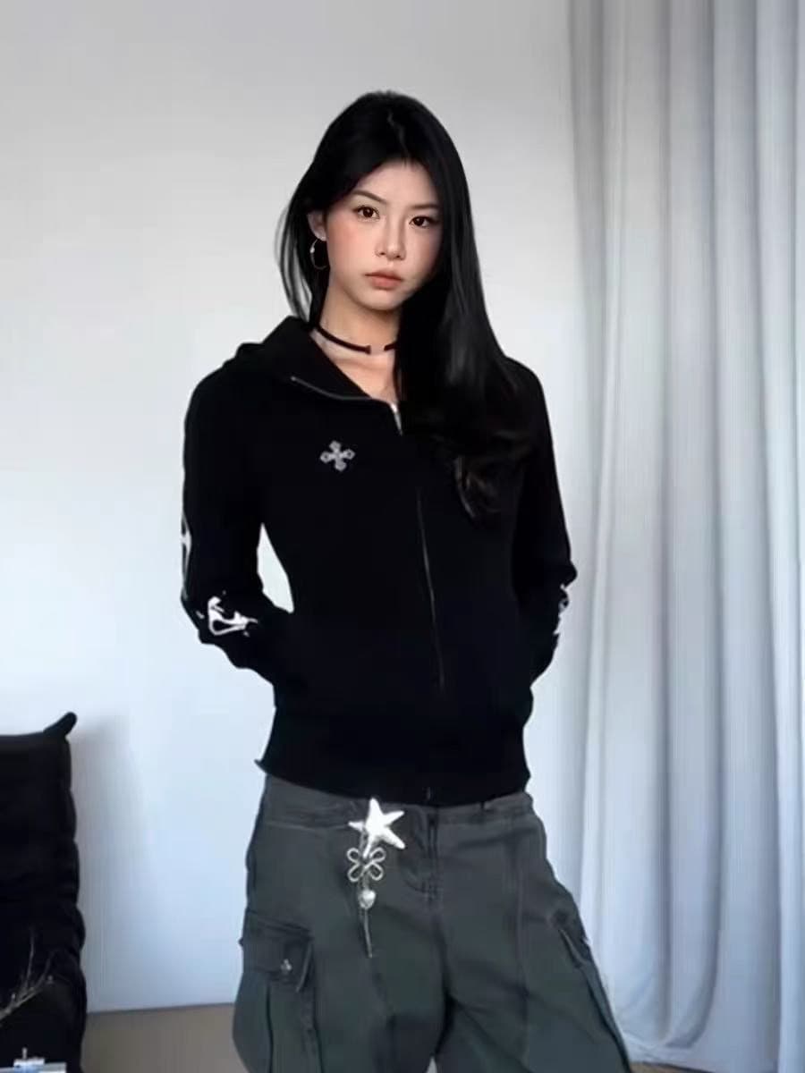 원본 솜씨 순수한 Mianhua 면 복합 후드티 여성 상세 이미지 3