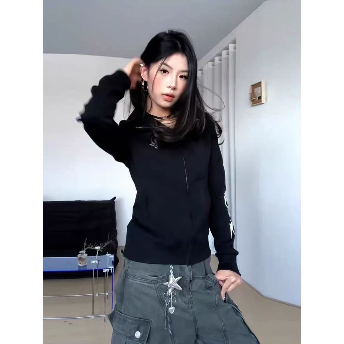 원본 솜씨 순수한 Mianhua 면 복합 후드티 여성 상세 이미지 5