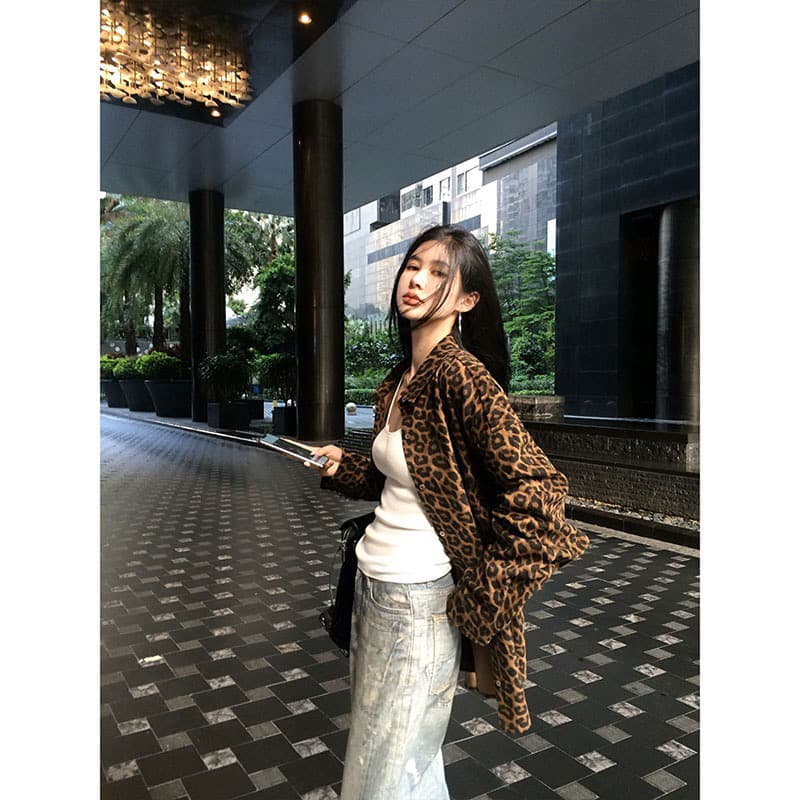 사선 무늬 연삭 털 280 그램 원본 원단 에디션 모양 좋은 느낌 긍정적 인 아메리칸 레오파드 무늬 이미지 3