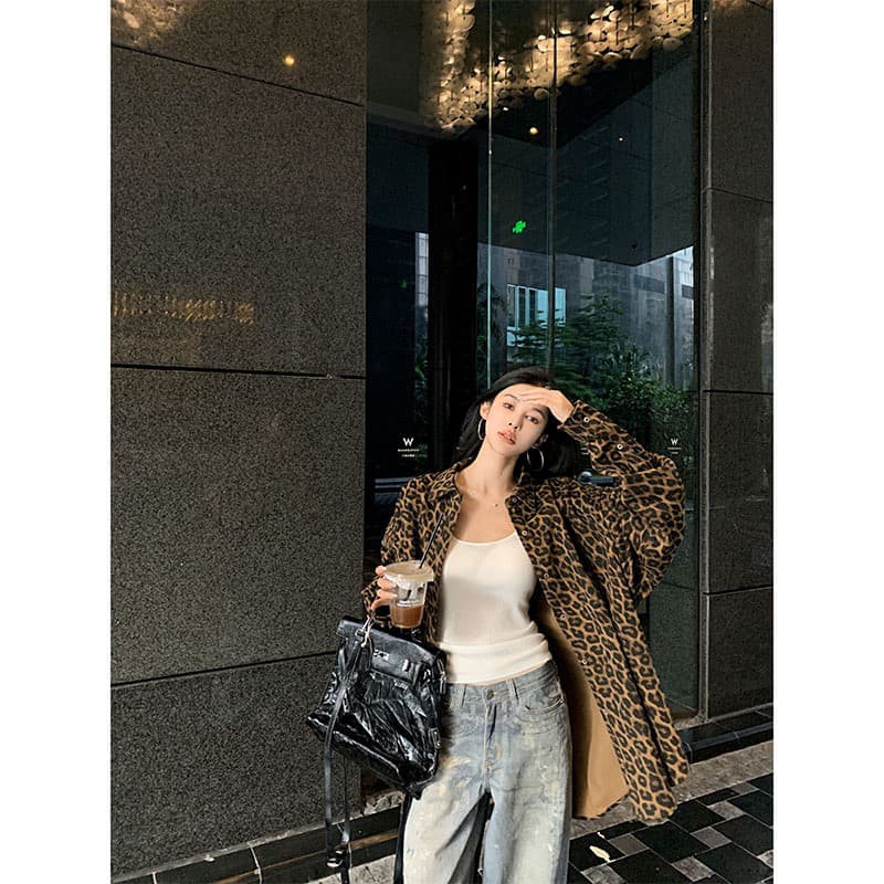 사선 무늬 연삭 털 280 그램 원본 원단 에디션 모양 좋은 느낌 긍정적 인 아메리칸 레오파드 무늬 이미지 5