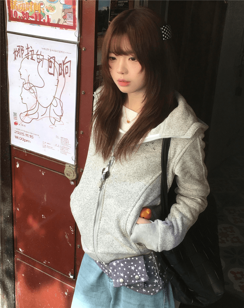 순수한 Mianhua 면 가을 겨울 오픈 가디건 몸매 가꾸기 쇼트 스타일 재킷 맨위 털이 있고 두꺼운 후드 티 스웨터 여성 이미지 4