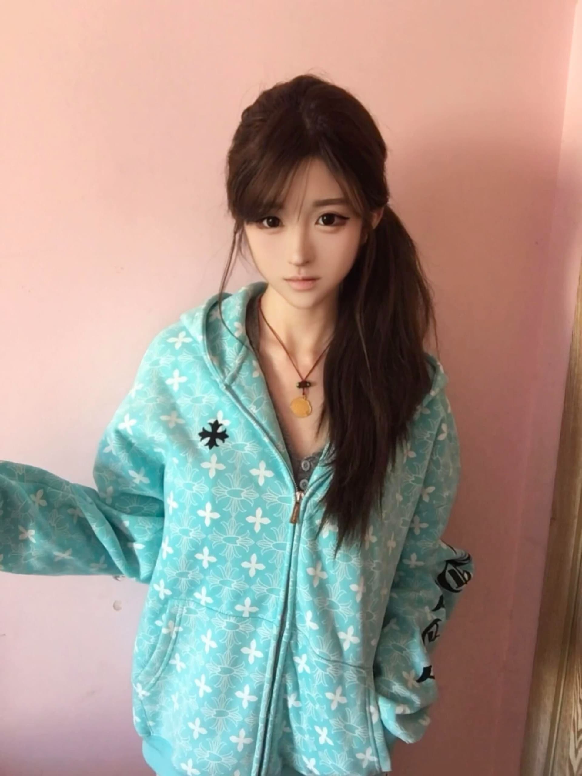 순수한 Mianhua 면 가을 겨울 카디건 코트 털이 있고 두꺼운 형제 특별 알파벳 십자가 후드 티 스웨터 여성 상세 이미지 1