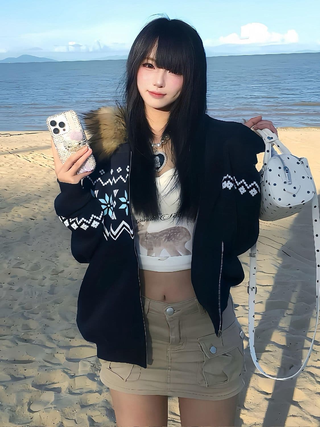 원본 모피 칼라 탈착식 순수한 Mianhua 면 털이 있고 두꺼운 2026 모피 칼라 후드 티 스웨터 여성 재킷 상세 이미지 4