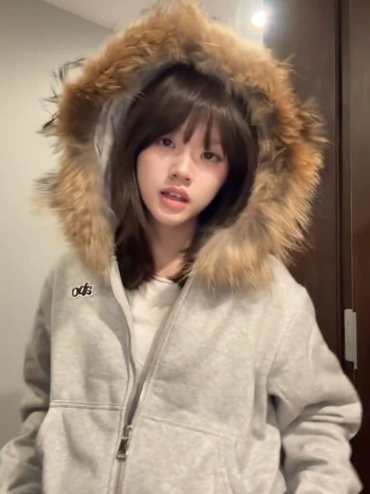 순수한 Mianhua 면 모피 칼라 탈착식 모피 칼라 회색 후드 티 스웨터 여성 털이 있고 두꺼운 재킷 2026