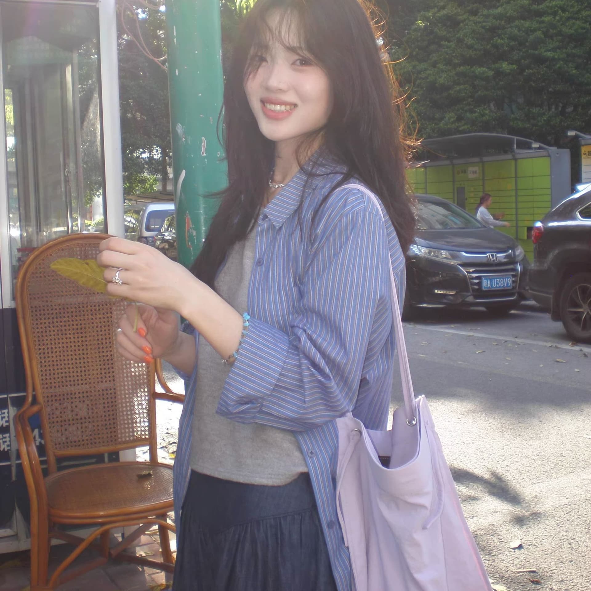 원본 워싱 면 100% 레트로 스트라이프 셔츠 디자인 센스 폴로 칼라 셔츠 얇은 스타일 긴팔 맨위 이미지 5