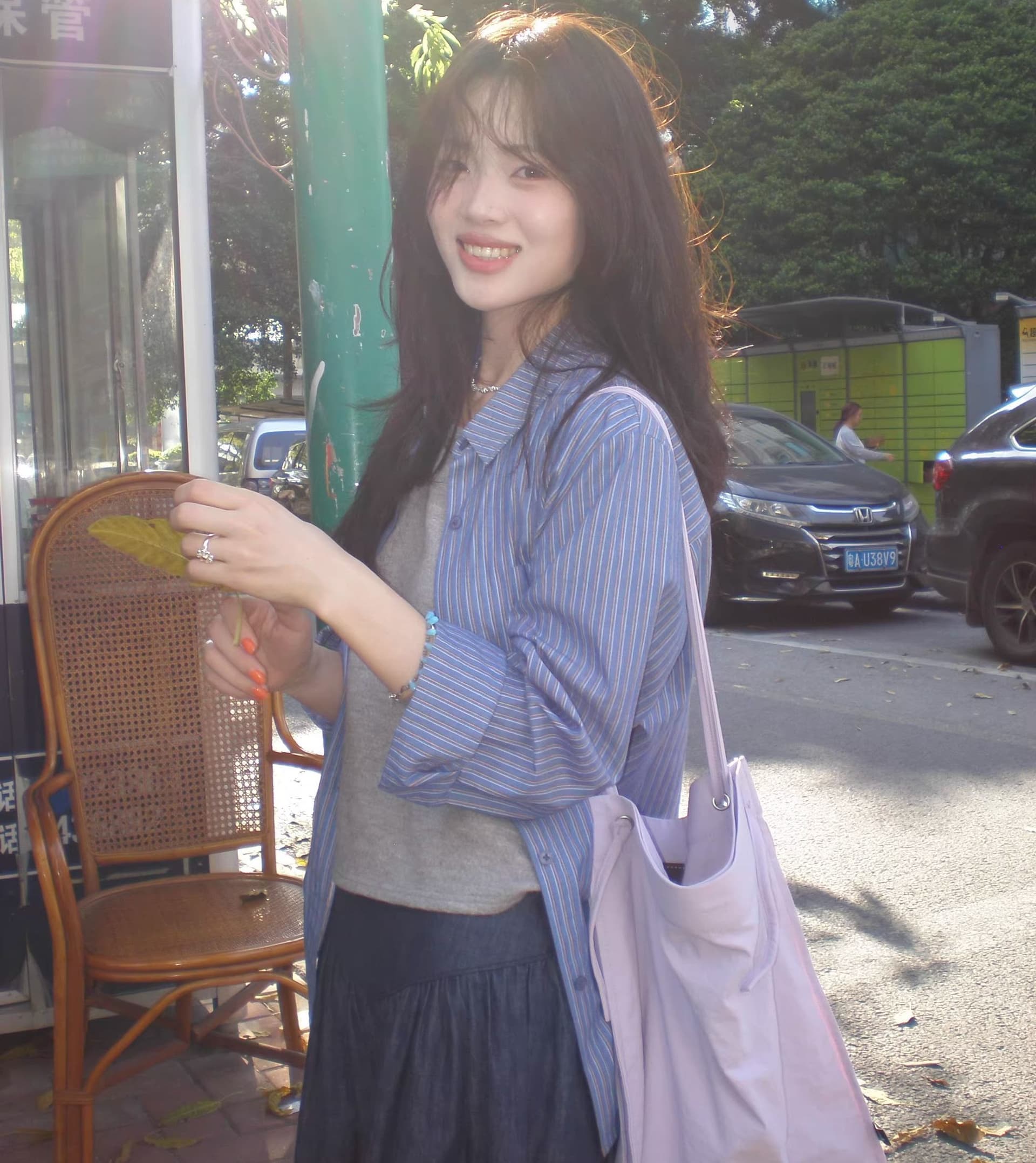 원본 워싱 면 100% 레트로 스트라이프 셔츠 디자인 센스 폴로 칼라 셔츠 얇은 스타일 긴팔 맨위 상세 이미지 2