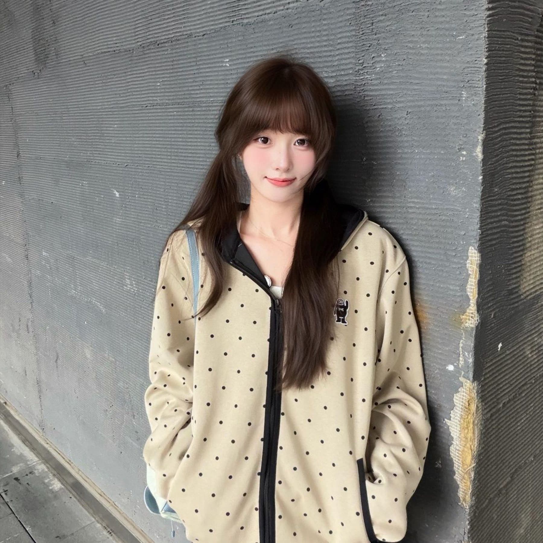 얇은 스타일 자수 소매 구멍 압력 라인 원본 당겨서 측면 순수한 Mianhua 면 복합 후드티 여성 이미지 2