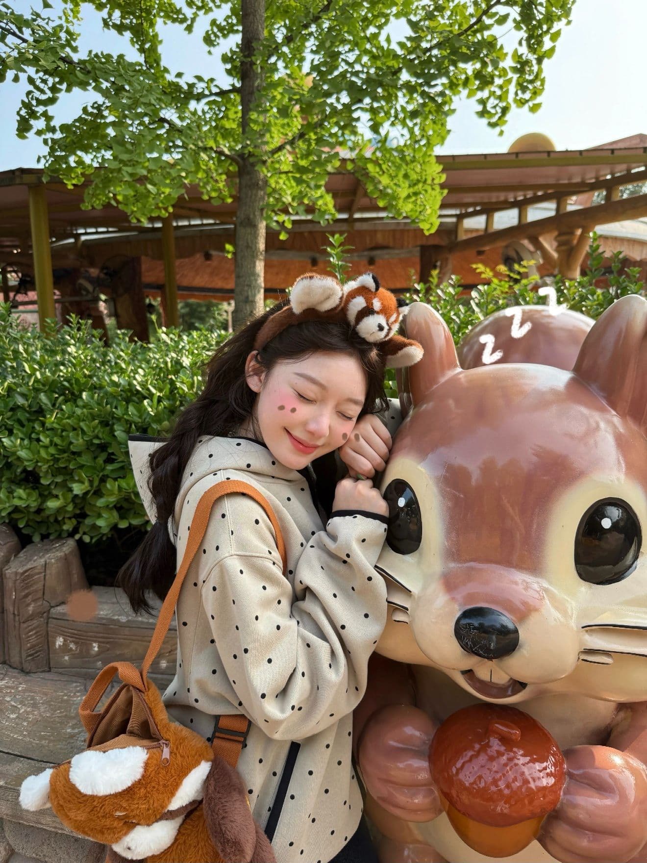 후아 면 복합 도트 무늬 후드 오픈 가디건 남녀 루즈핏 명중 검은 색 테두리 자수 지퍼 후드티 재킷 이미지 4