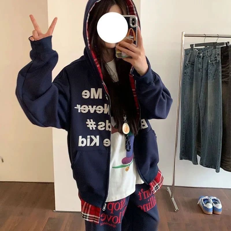 얇은 스타일 털이 있는 원본 솜씨 후아 면 복합 후드티 여성 상세 이미지 10