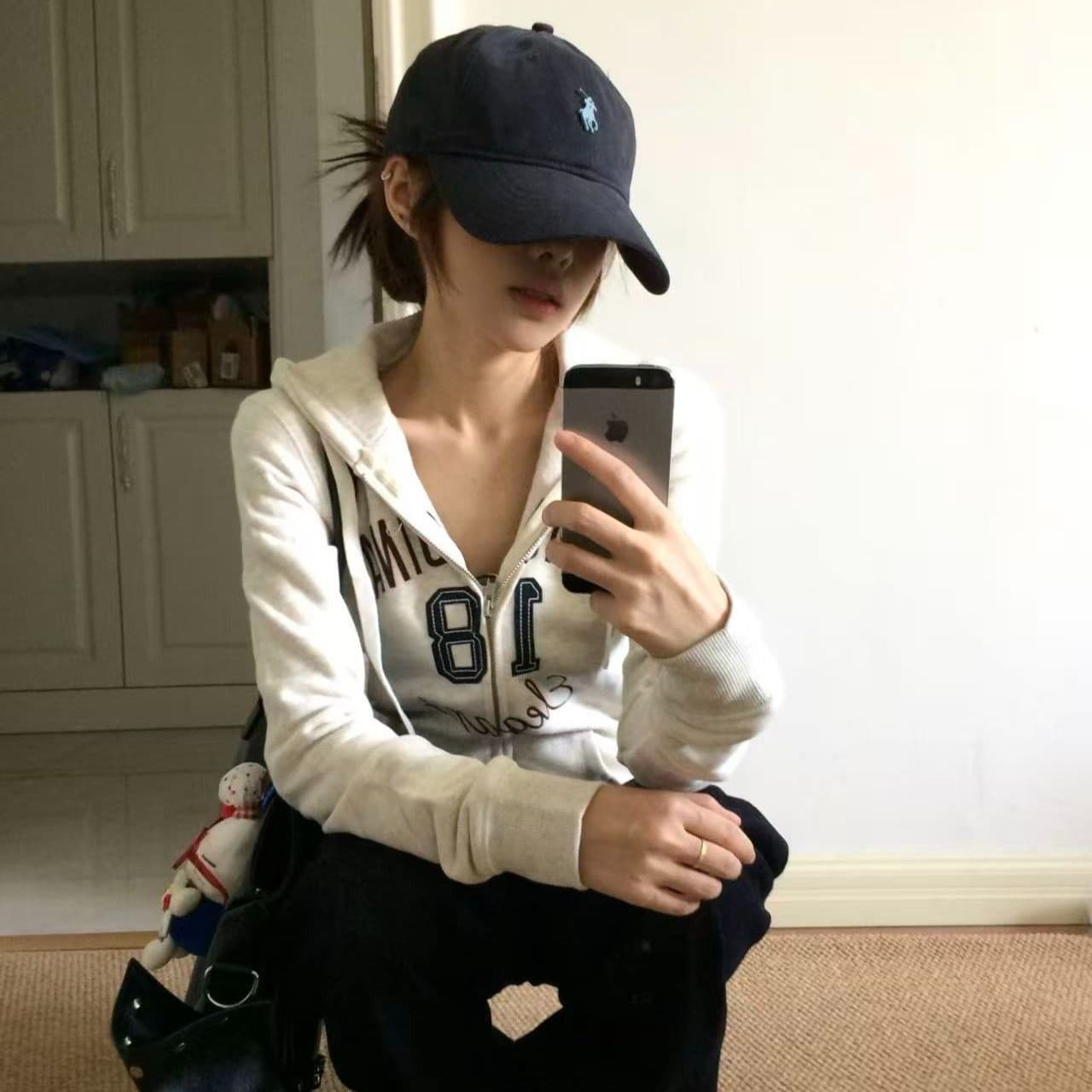 얇은 스타일 이후 패키지 칼라 순수한 Mianhua 면 복합 후드티 여성 이미지 5