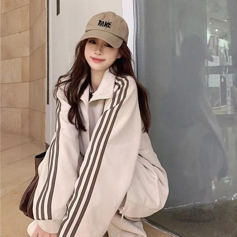 스포츠 슈트 여성 봄 가을 학생 한국 스타일 루즈핏 패션 인터넷 유명인 후드티 캐주얼 러닝 서비스 투피스 세트 상세 이미지 2