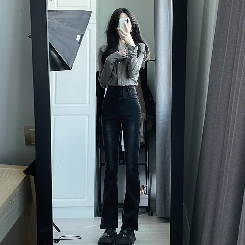 2026 가을 핫걸 회색 질감 긴팔 셔츠 홍콩 느낌 레트로 캐주얼 느긋한 센스 몸매 가꾸기 니트 오픈 가디건 이미지 3