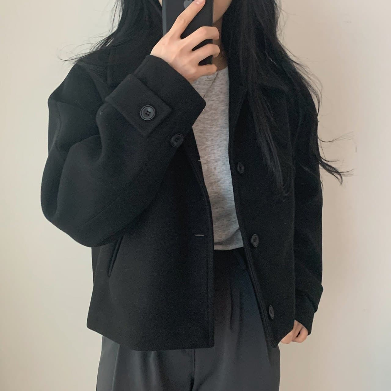 부드러운 바람 양면 양모 모직 쇼트 스타일 맨위 가을 겨울 새로운 품격 루즈핏 디스플레이 흰 머리카락 외부 여성 세트 상세 이미지 17