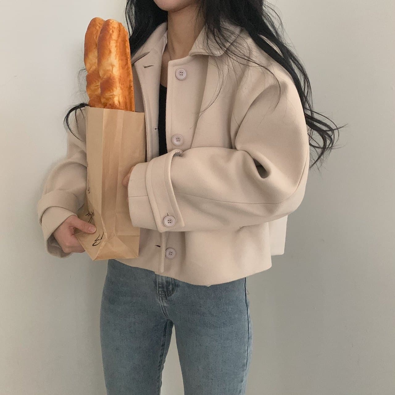 부드러운 바람 양면 양모 모직 쇼트 스타일 맨위 가을 겨울 새로운 품격 루즈핏 디스플레이 흰 머리카락 외부 여성 세트 상세 이미지 20