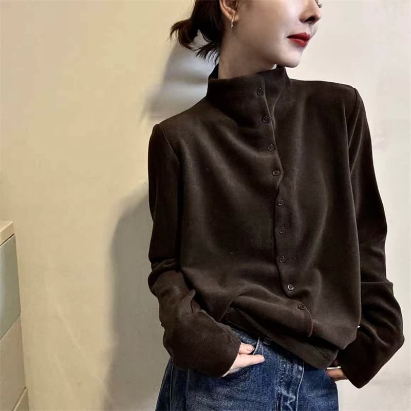 가을 겨울 그레이트 봐 의류 De 플러시 기본 셔츠 여성 반하이넥 2026 새로운 폭발 긴팔 고급 센스 오픈 가디건 이미지 3