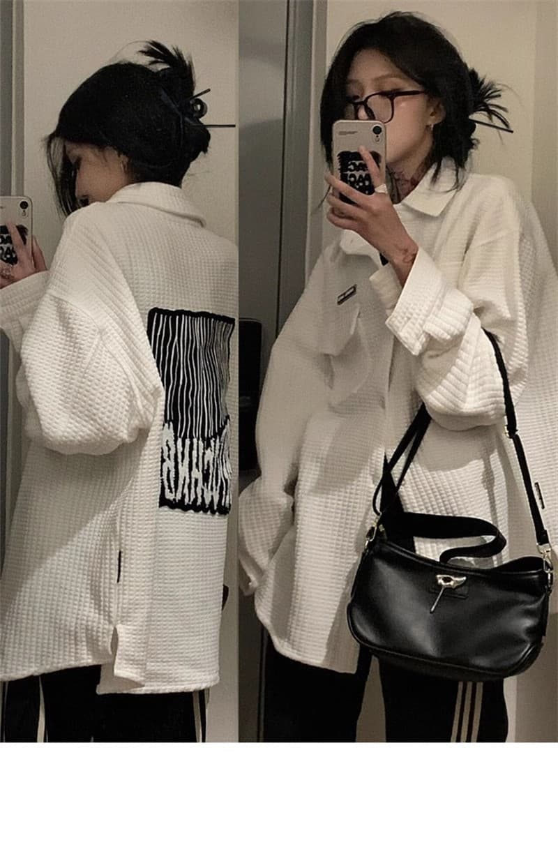 원본 것 새로운 가을 전단 표준 광저우 열세 개 vibe 후드티 여성 가을 oversize 여성 코트 상세 이미지 8