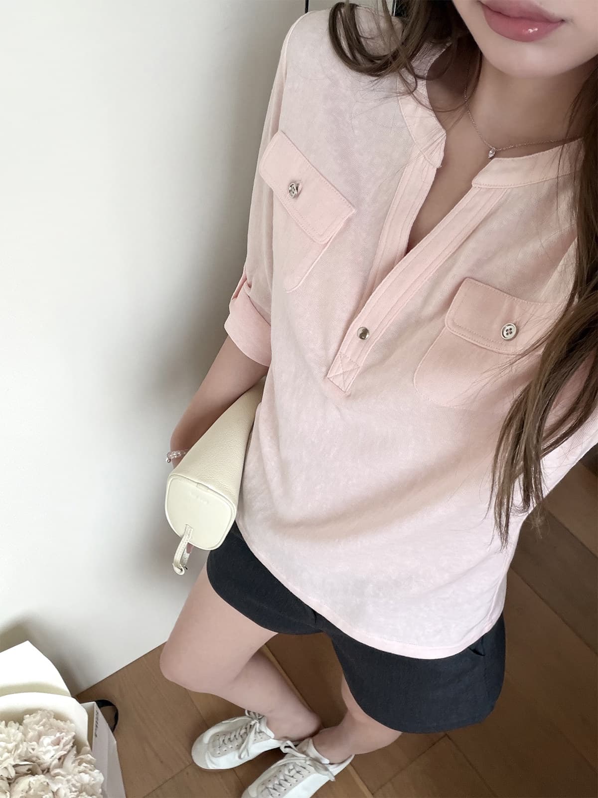 눈꽃 면 느슨함 basic 현재 문제 높음 비율 부드럽다 면 편안함 통기성 중간 소매 티셔츠 여성 상세 이미지 12