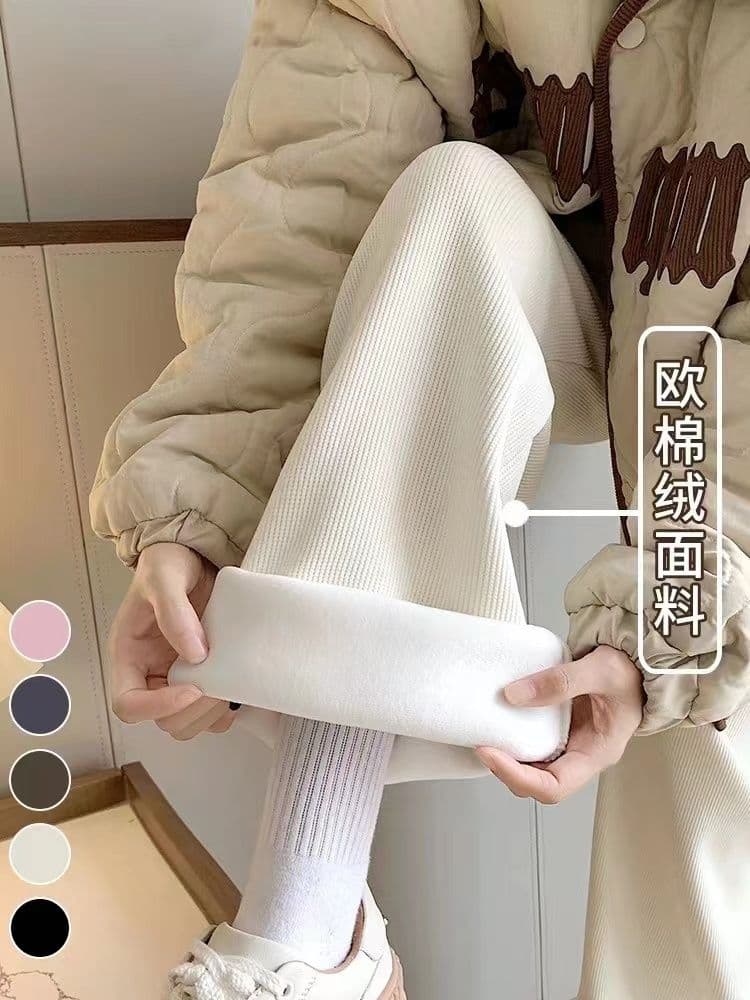 바지 아이들 봄 가을 겨울 2026 새로운 밀 귀 와이드 레그 팬츠 털이 있는 스트레이트 하이웨이스트 도루 센스 바닥 청소 바지 고급 셰닐 상세 이미지 1