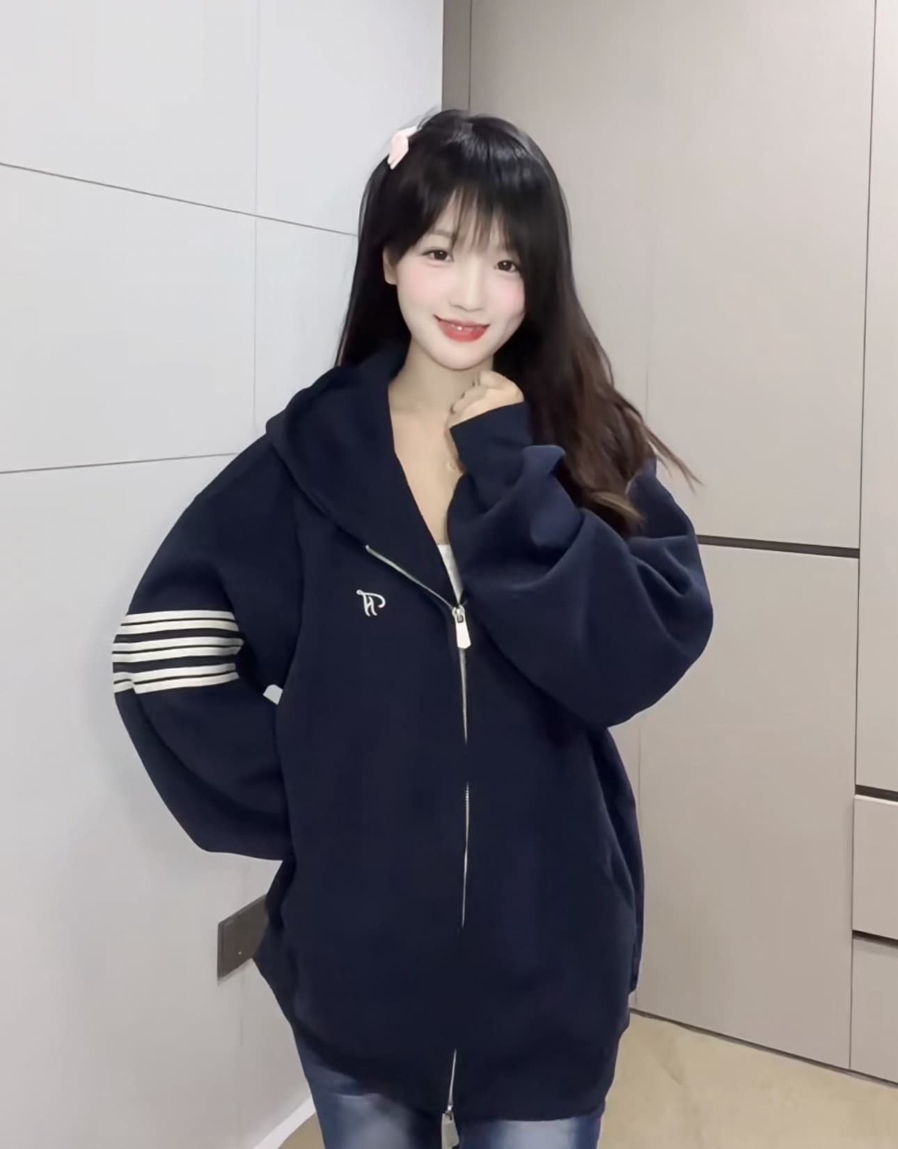 얇은 스타일 백금 지퍼 이후 패키지 칼라 순수한 Mianhua 면 복합 후드티 이미지 2