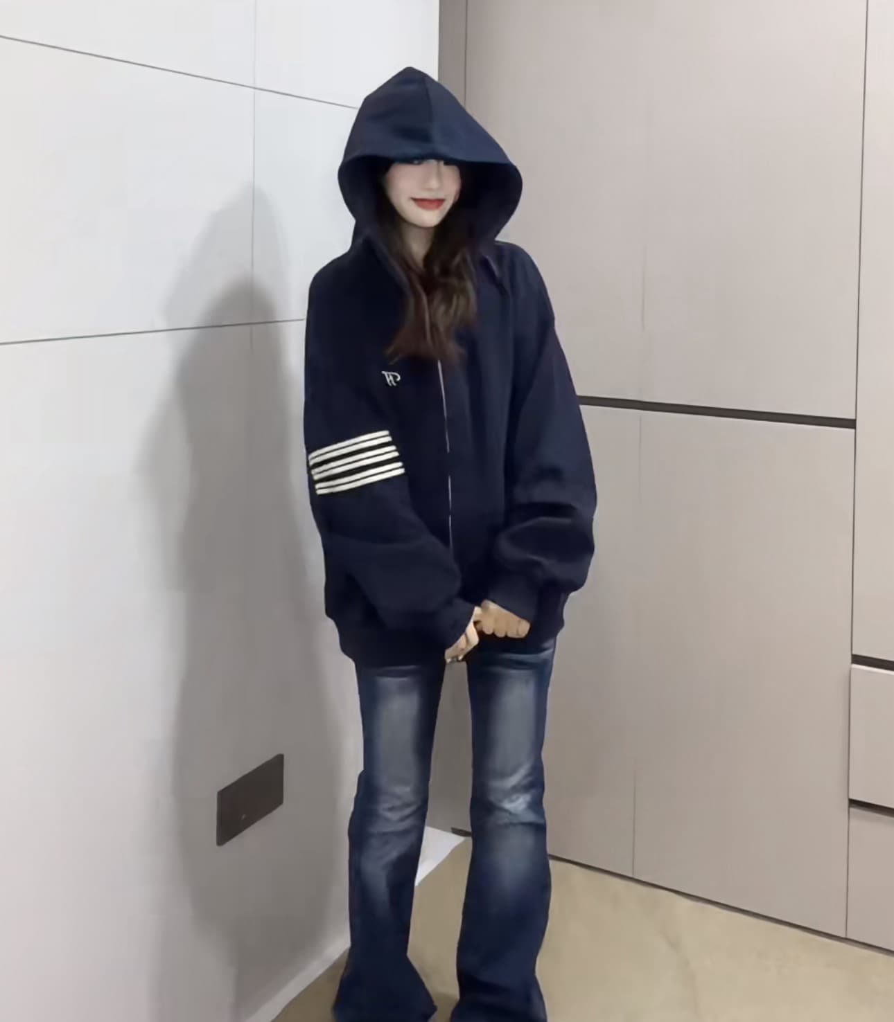얇은 스타일 백금 지퍼 이후 패키지 칼라 순수한 Mianhua 면 복합 후드티 이미지 4