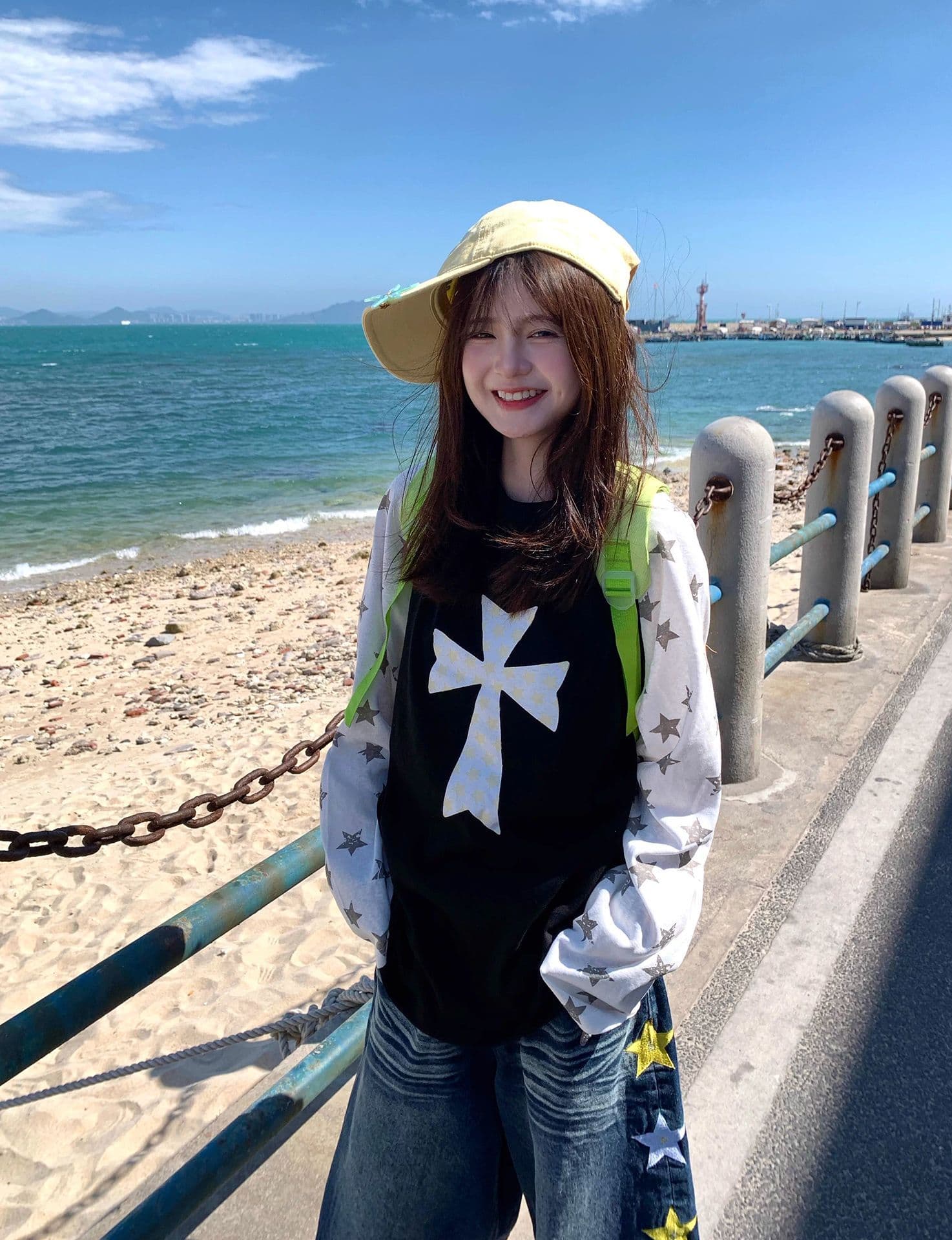 50 면 눈꽃 면 여름 새로운 루즈핏 패치워크 색상 긴팔 티셔츠 자외선 차단 긴팔 블라우스 여성 상세 이미지 1