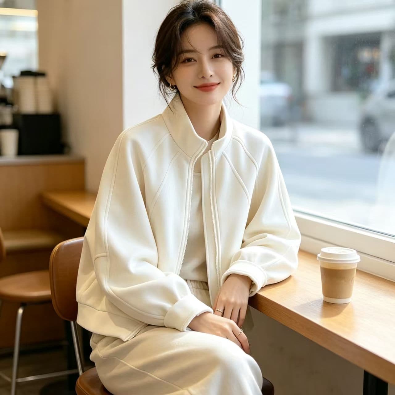 한국 스타일 스탠드 칼라 지퍼 쇼트 스타일 여성 코트 2026 이른 봄 루즈핏 공기 센스 출퇴근 바람 프로필 모양 재킷 맨위 이미지 4