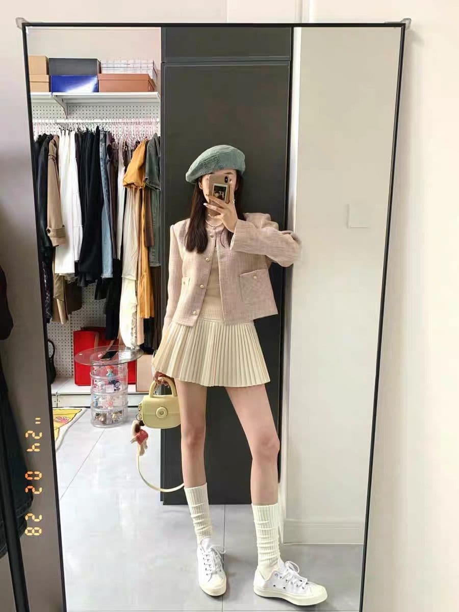 원본 높은 품질 원단 이중층 네리 올해 인기 높음 세트 명문 여성 작은 키 외국 가스 쇼트 스타일 맨위 트렌디 상세 이미지 2