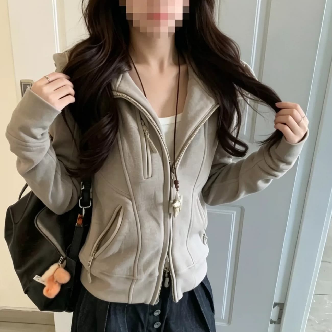 한국 스타일 몸매 가꾸기 슬림해 보이는 후드 여성 코트 아메리칸 레트로 조수 브랜드 야외 스포츠 후드티 봄 맨위 이미지 4