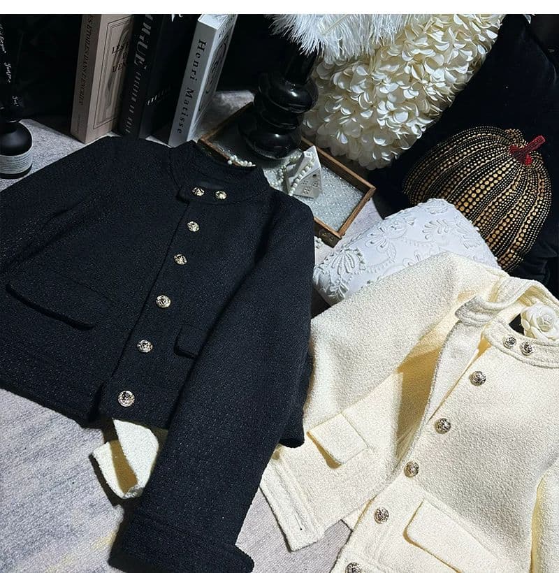새로운 품격 천 골드 고급 2026 명문 여성 프랑스식 작은 샤넬 스타일 봄 가을 재킷 스탠드 칼라 쇼트 스타일 다용도 맨위 이미지 3