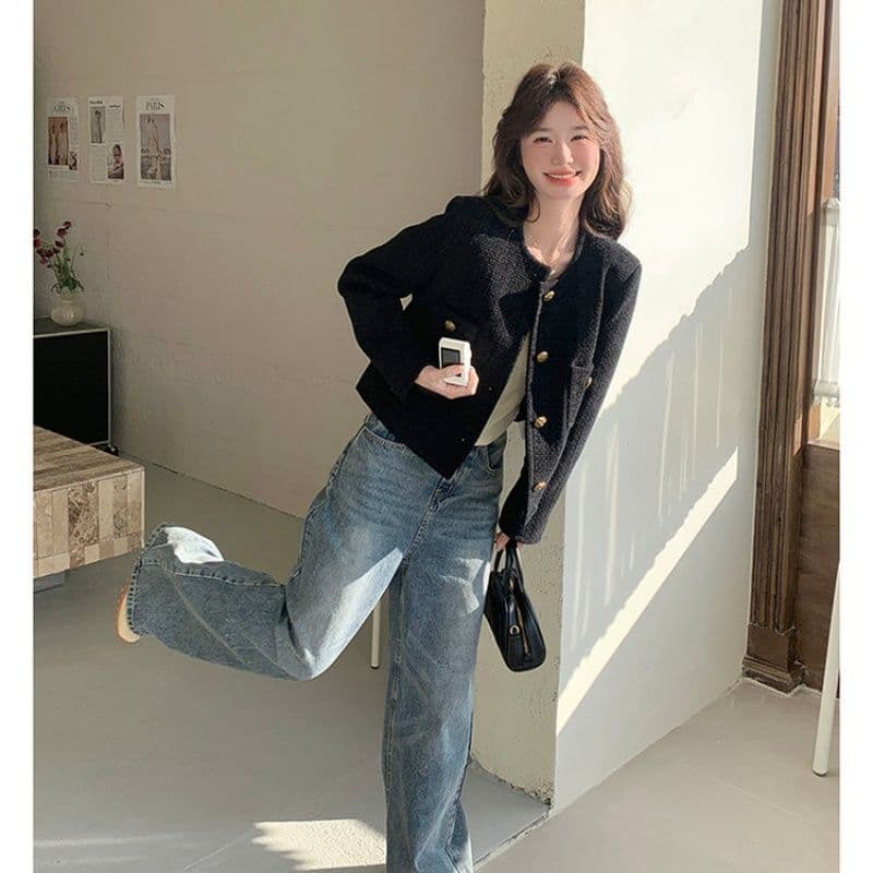 프랑스식 고급 센스 검정색 작은 샤넬 스타일 여성 코트 2026 가을 새로운 작은 키 슈퍼 잘 생긴 쇼트 스타일 맨위 상세 이미지 4