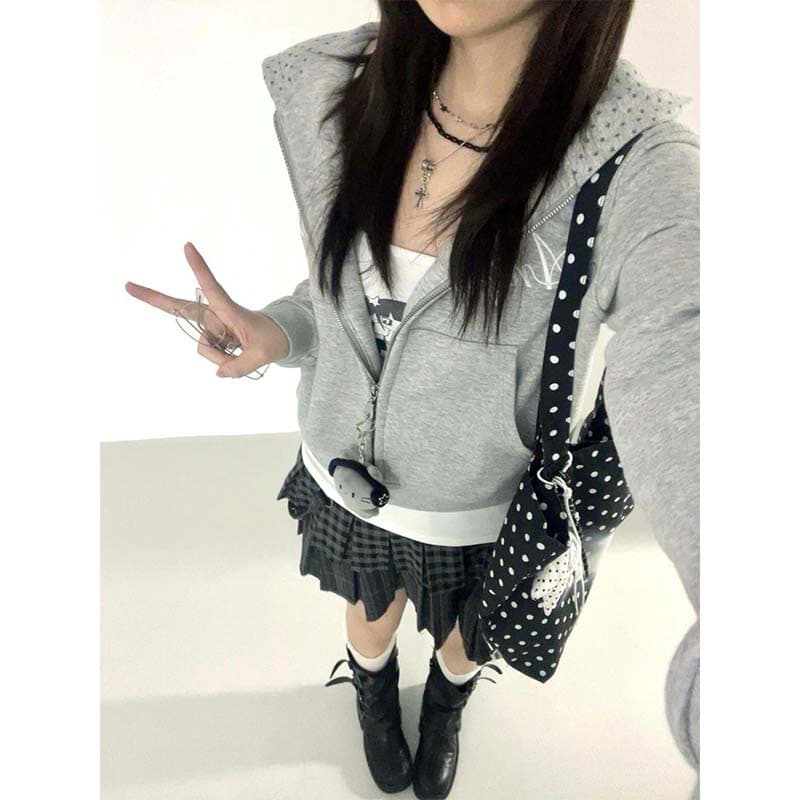 원본 것 자수 이후 패키지 칼라 순수한 Mianhua 면 복합 후드티 여성 상세 이미지 7