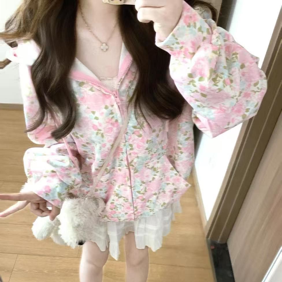 얇은 스타일 털이 있는 순수한 Mianhua 면 복합 자수 후드티 상세 이미지 1