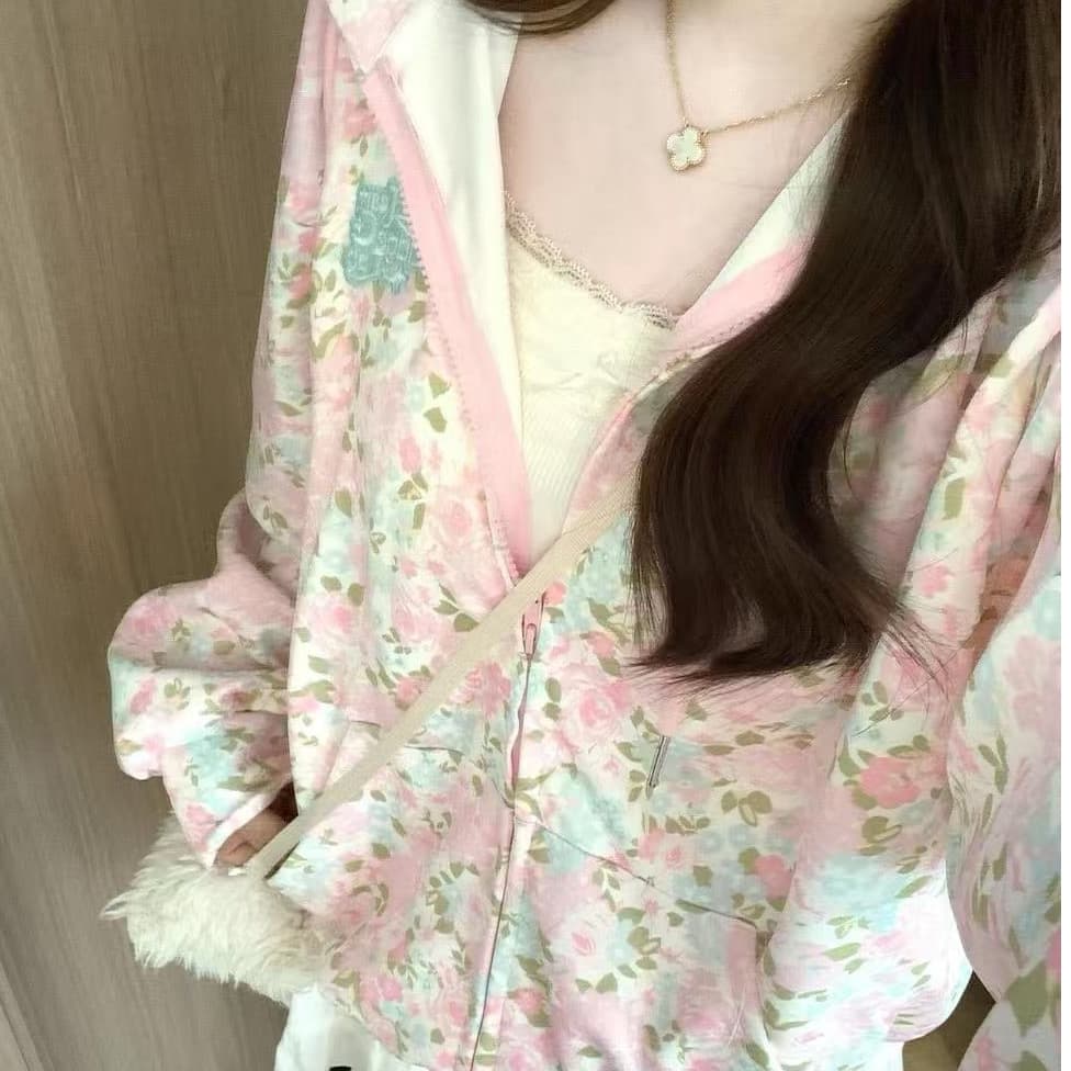 얇은 스타일 털이 있는 순수한 Mianhua 면 복합 자수 후드티 상세 이미지 5