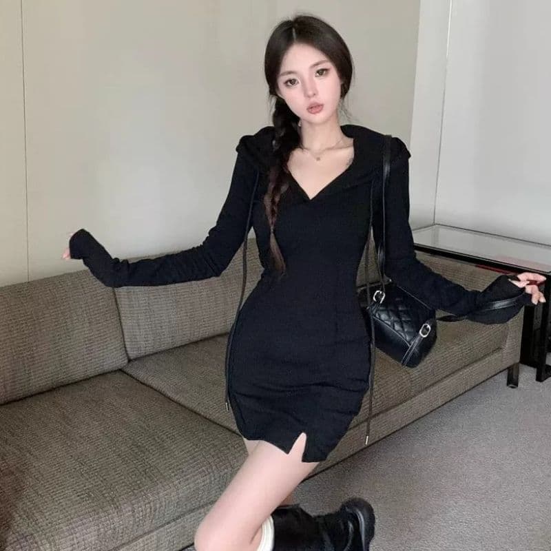 순수한 욕망 바람 핫걸 타이트 후드 타이트 스커트 여성 봄 가을 고유 한 Chic 작은 키 허리 수축 달콤함 점프 슈트 치마 상세 이미지 2