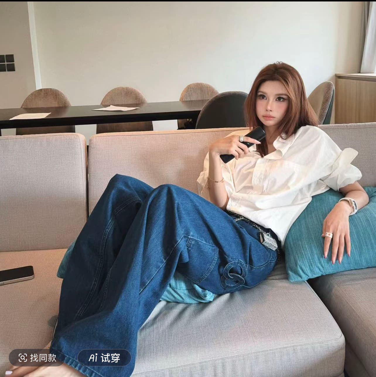 부드럽게 6 월 패션 여성 수정 파리 홈 2025ss 고정 중간 소매 셔츠 lwj25b2c1813 이미지 4