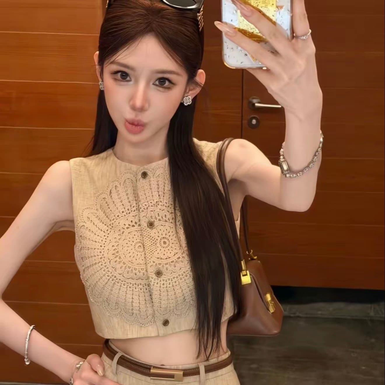 핑크색 새기다 꽃 마음 그림자 디자인 센스 레트로 스타일 홀로우 아웃 레이스 자수 자수 세트 상세 이미지 1