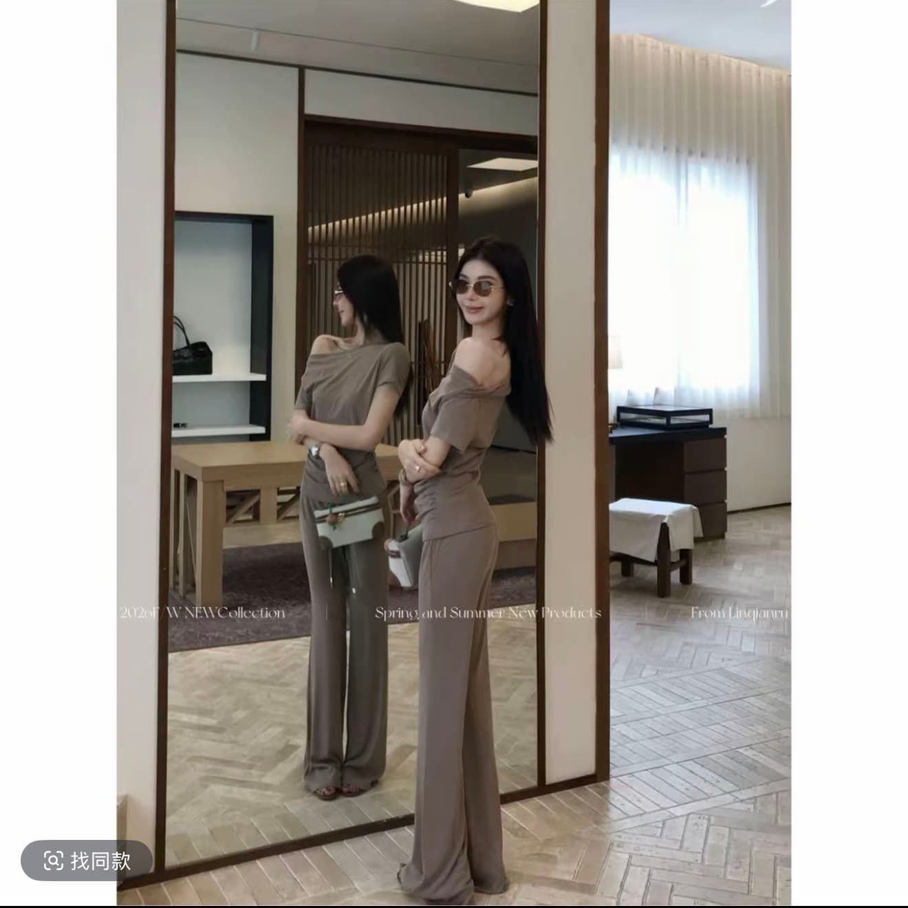 린 천 입력 제인 럭셔리 세트 새로운 품격 슬림해 보이는 고급 센스 미니멀리즘 대기 캐주얼 패션 세트 여성 이미지 2