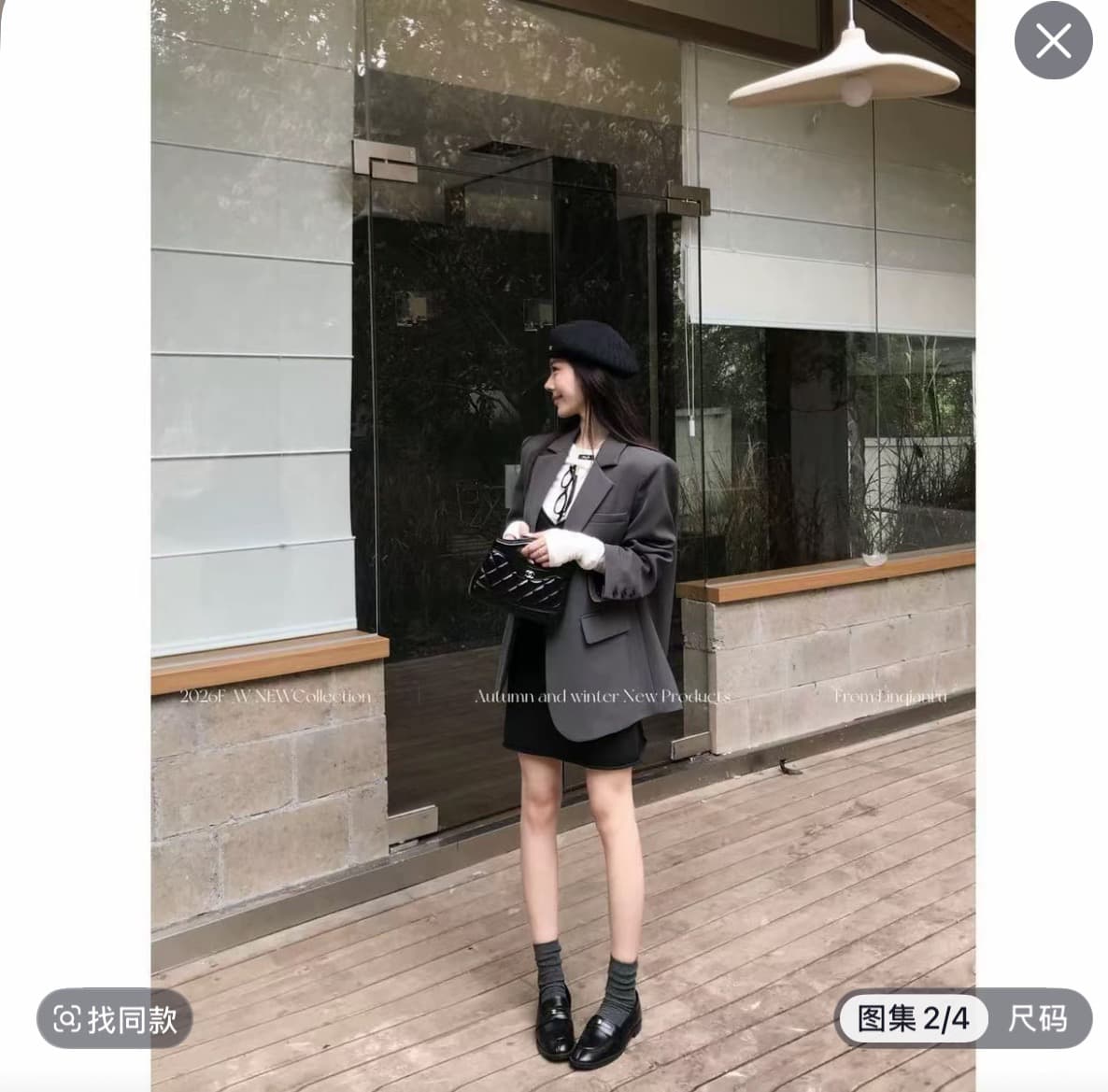 린 천 입력 그리드 레이 캐주얼 파이 새로운 품격 슬림해 보이는 고급 센스 미니멀리즘 부서 패션 세트 여성 의류 이미지 4