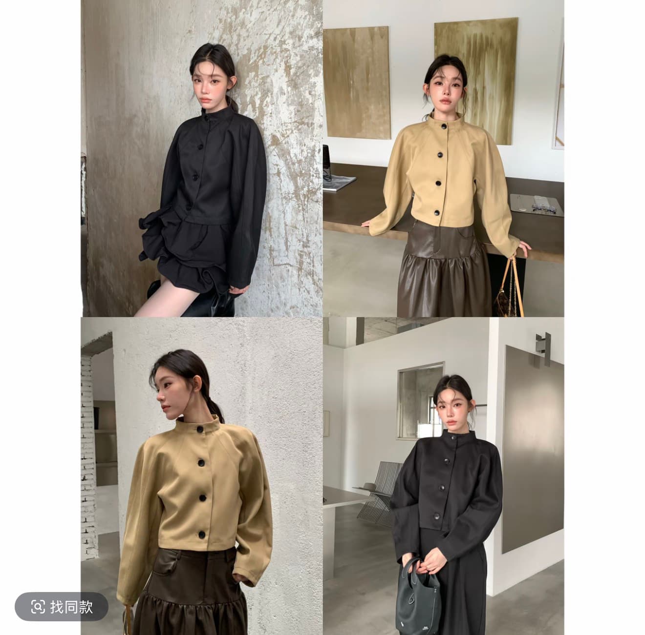 ywyw26f w 가을 새로운 스탠드 칼라 삽입 어깨 소매 작은 키 슬림해 보이는 다용도 쇼트 스타일 재킷 7531 이미지 2