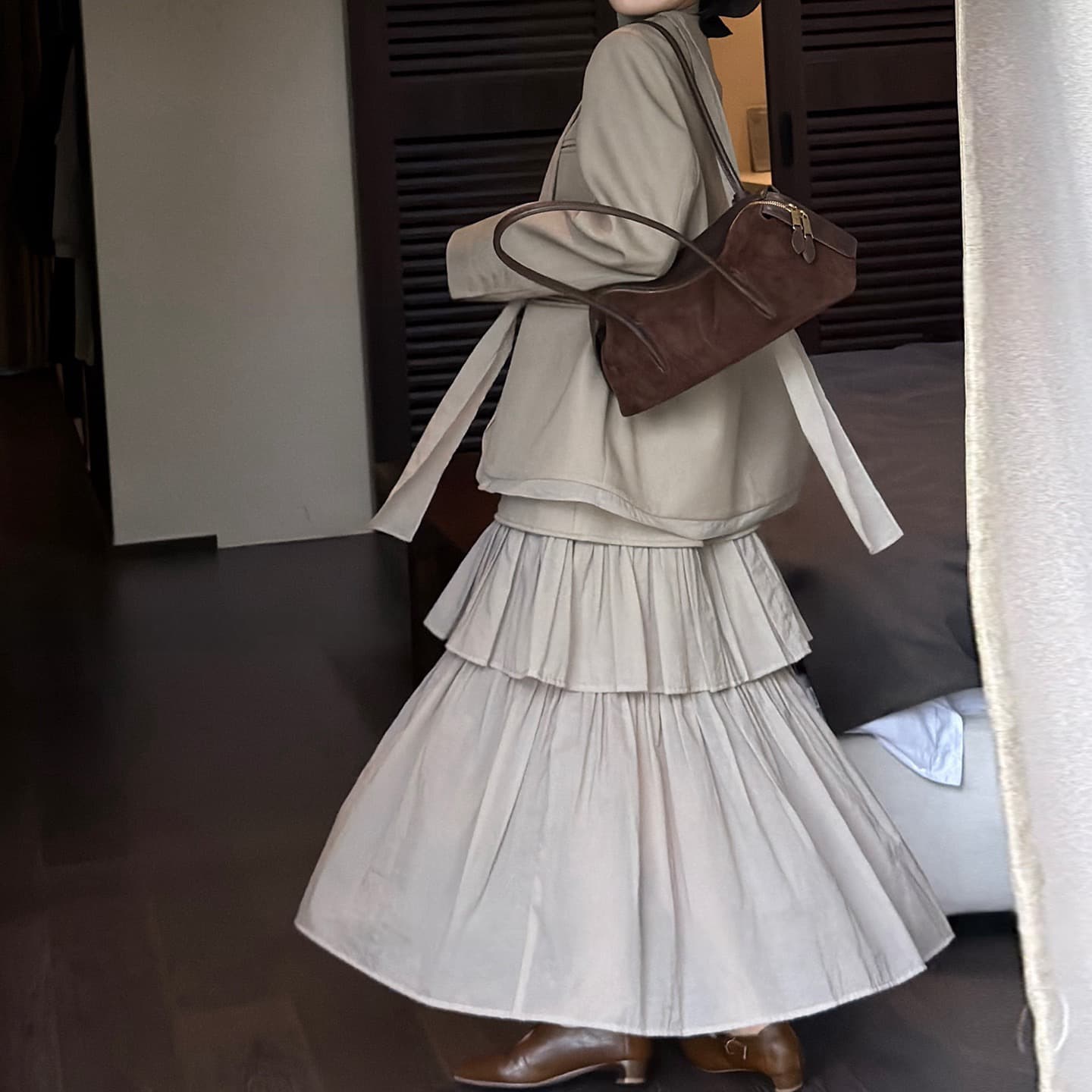 저녁 바람 알고있다. 줘 juan 블레이저 가져 가라. 케이크 드레스 투피스 세트 벨트 리본 이미지 3