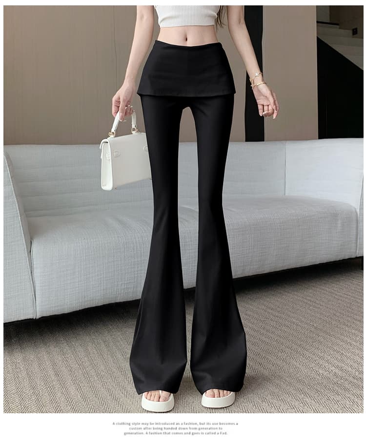 랩스커트팬츠 패치워크 마이크로 나팔 정장 바지 여성 여름 얇은 스타일 페이크 레이어드 하이웨이스트 캐주얼 바지 도루 가을 센스 바닥 청소 긴 바지 상세 이미지 30